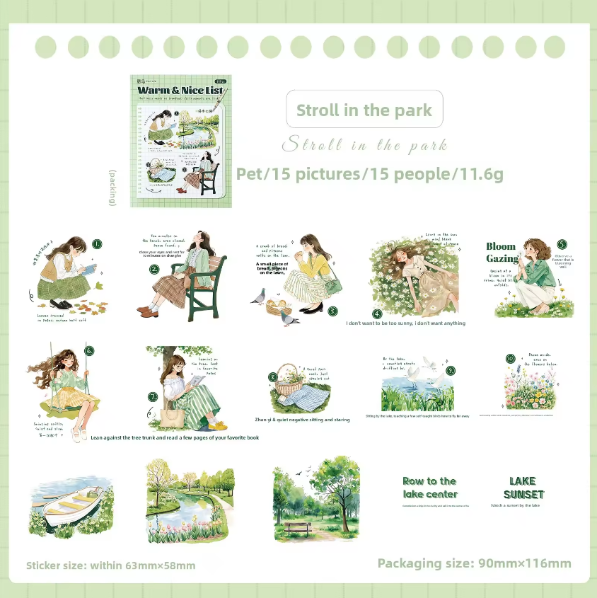 15 Pcs Healing List Series Instagram inspired character journaling stickers