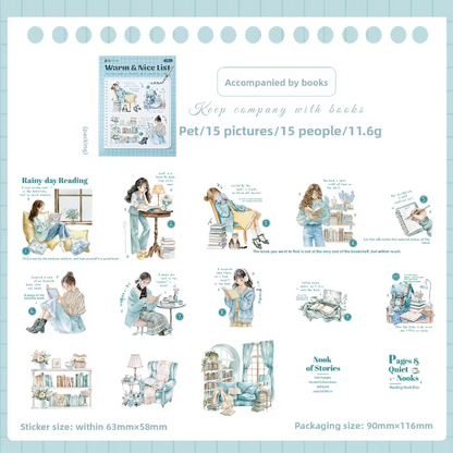 15 Pcs Healing List Series Instagram inspired character journaling stickers