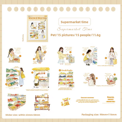 15 Pcs Healing List Series Instagram inspired character journaling stickers