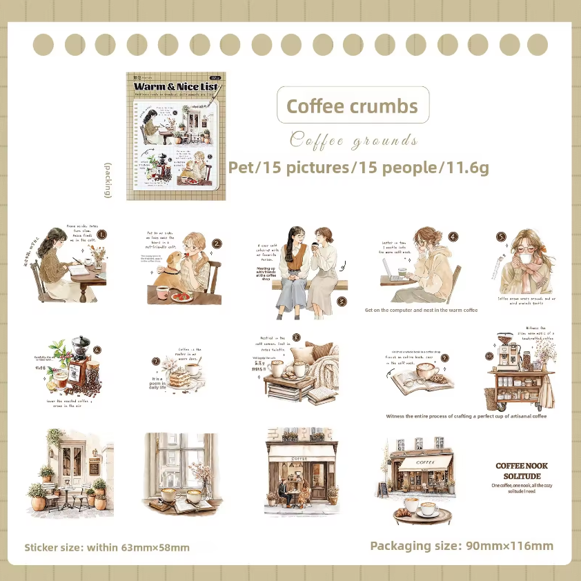 15 Pcs Healing List Series Instagram inspired character journaling stickers