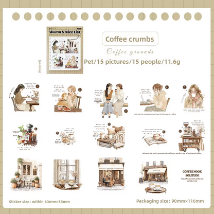15 Pcs Healing List Series Instagram inspired character journaling stickers