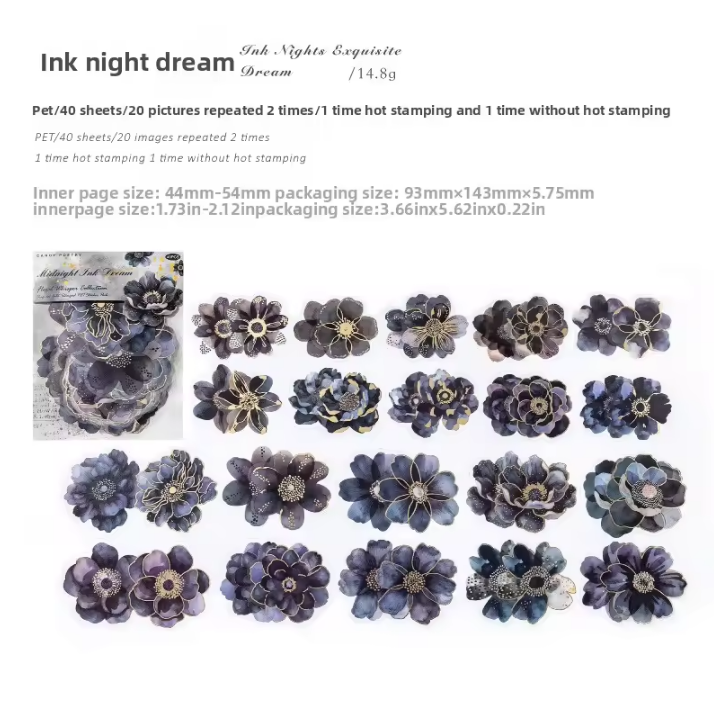 40 Pcs Blooming Whispers Series Hot-stamped watercolor floral journaling Stickers