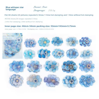 40 Pcs Blooming Whispers Series Hot-stamped watercolor floral journaling Stickers