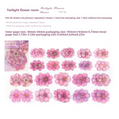 40 Pcs Blooming Whispers Series Hot-stamped watercolor floral journaling Stickers