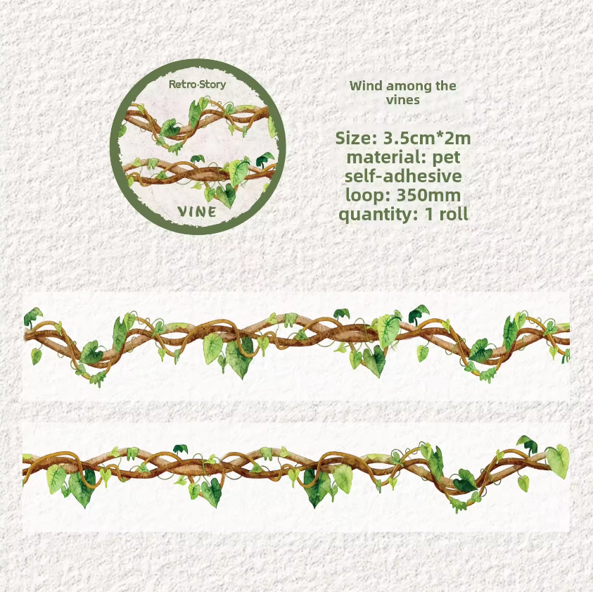 1 roll Forest Vine Branches Pet Tape For Scrapbooking