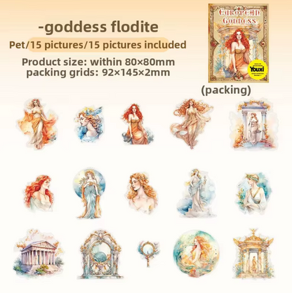 15 Pcs European Goddess Record Series Mythological Theme Sticker