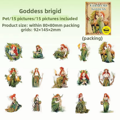 15 Pcs European Goddess Record Series Mythological Theme Sticker