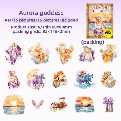 15 Pcs European Goddess Record Series Mythological Theme Sticker