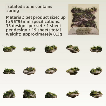 15 Pcs All Things Grow from Stone Series Forest Themed Scenery Stickers