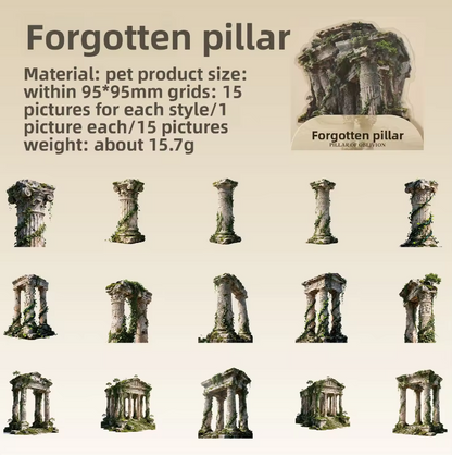 15 Pcs All Things Grow from Stone Series Forest Themed Scenery Stickers