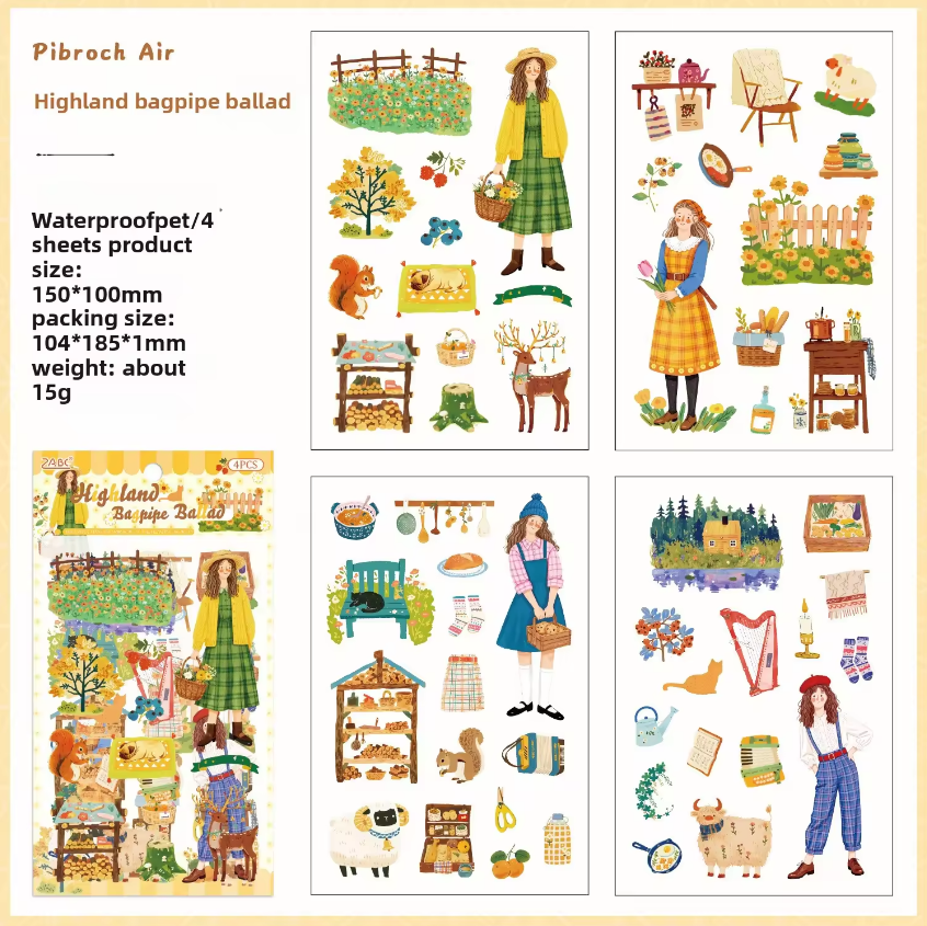 4 sheets Floating World Kaleidoscope Series stickers