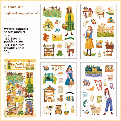 4 sheets Floating World Kaleidoscope Series stickers