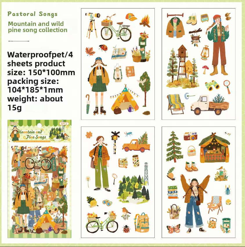 4 sheets Floating World Kaleidoscope Series stickers