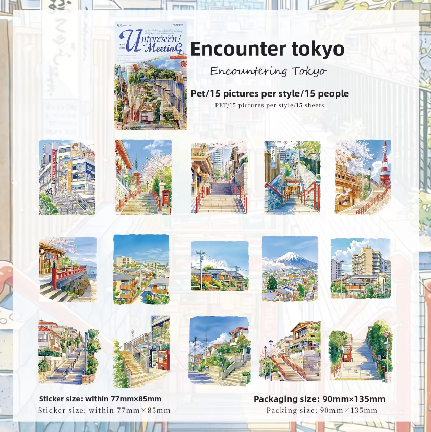 15 Pcs The Unknown Encounters Series Staircase Landscape Sticker