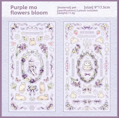 2 Sheets Purple Starry Night Fairy Tale Series Retro Decorative Stickers