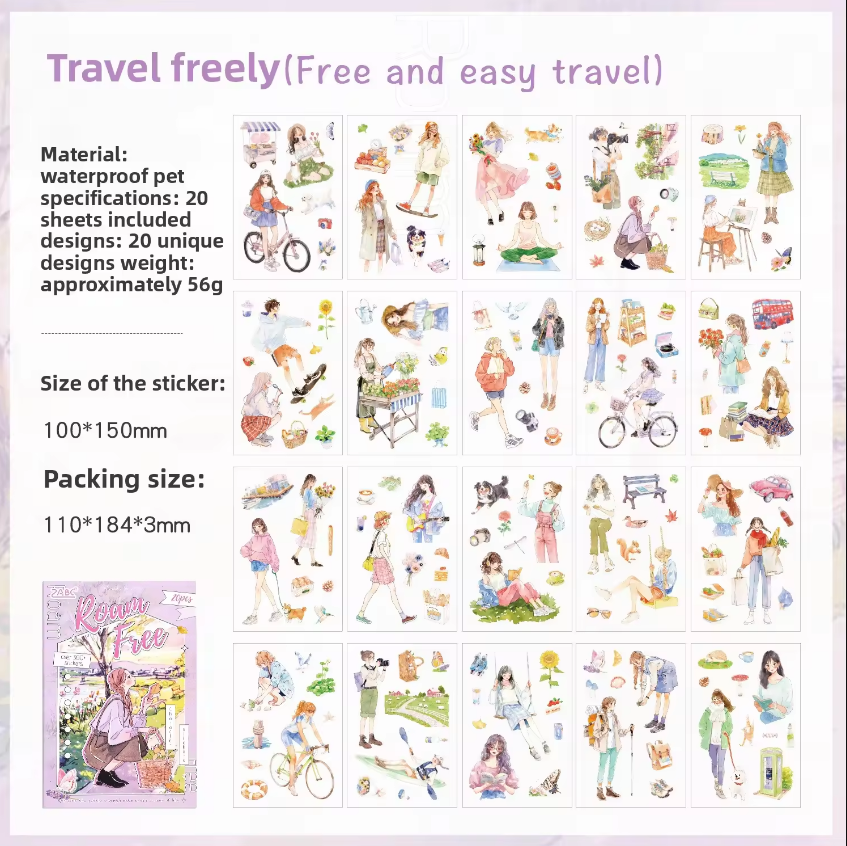 20 sheets Chasing the Ordinary 2.0 Series Die-cut scrapbooking sticker book