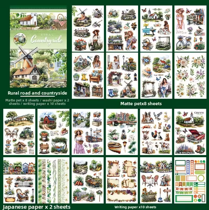 20 Sheets Retro European and American Character Die-Cut Sticker Book