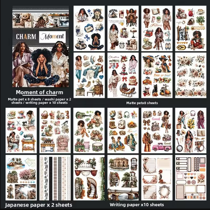 20 Sheets Retro European and American Character Die-Cut Sticker Book
