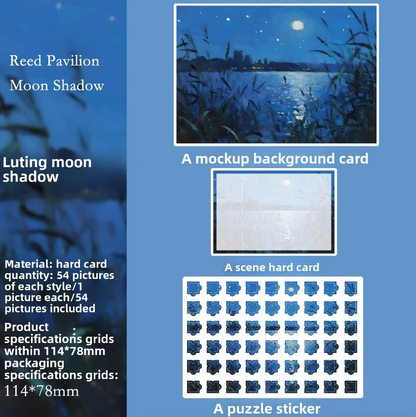 54 Pcs of Puzzle Stickers: Monet Impressions Series Retro Landscape Stickers