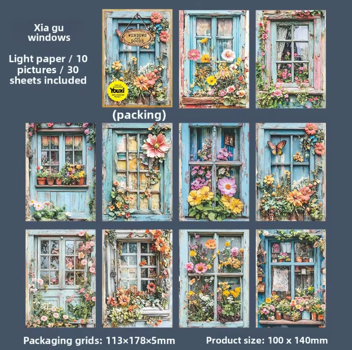 30 Sheets Doors and windows of the Past Series Junk journal Material Paper