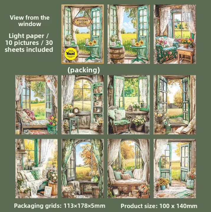 30 Sheets Doors and windows of the Past Series Junk journal Material Paper