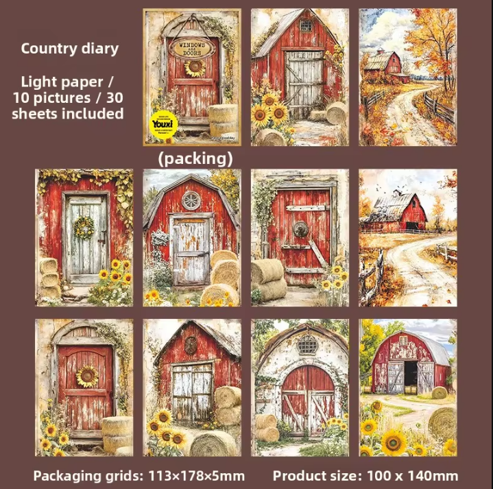 30 Sheets Doors and windows of the Past Series Junk journal Material Paper