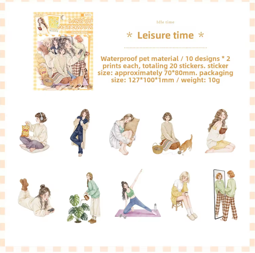 20 Pcs Old Times Stationery Series Journaling Character stickers