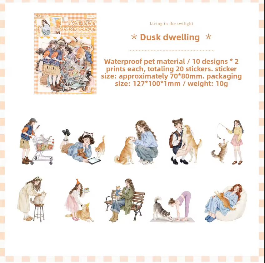 20 Pcs Old Times Stationery Series Journaling Character stickers