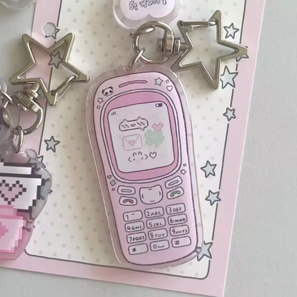 1 Pc Cute Retro Pixel-Style Keychain Fun Acrylic Charm