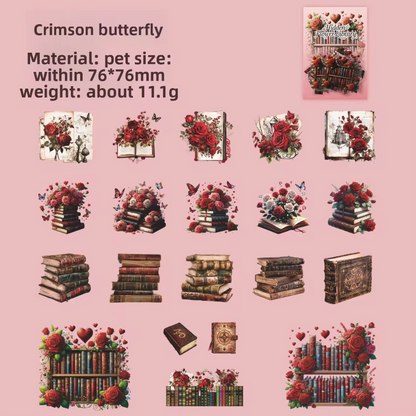 40 Pcs Flower Pavilion Book Collection Vintage Floral Book Themed Stickers