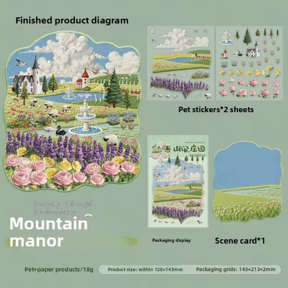 3 Sheets Embroidery Journey Series DIY decorative stickers