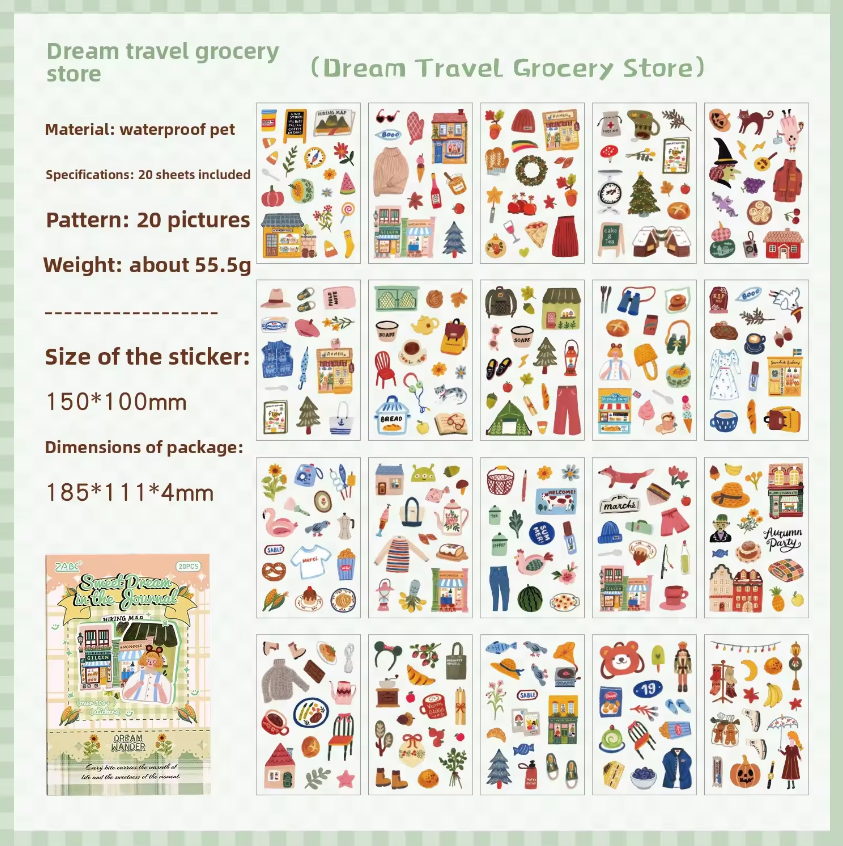 20 Sheets Sweet Dreams Notebook Series Cute Planner Sticker Books