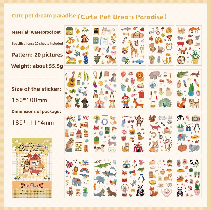 20 Sheets Sweet Dreams Notebook Series Cute Planner Sticker Books