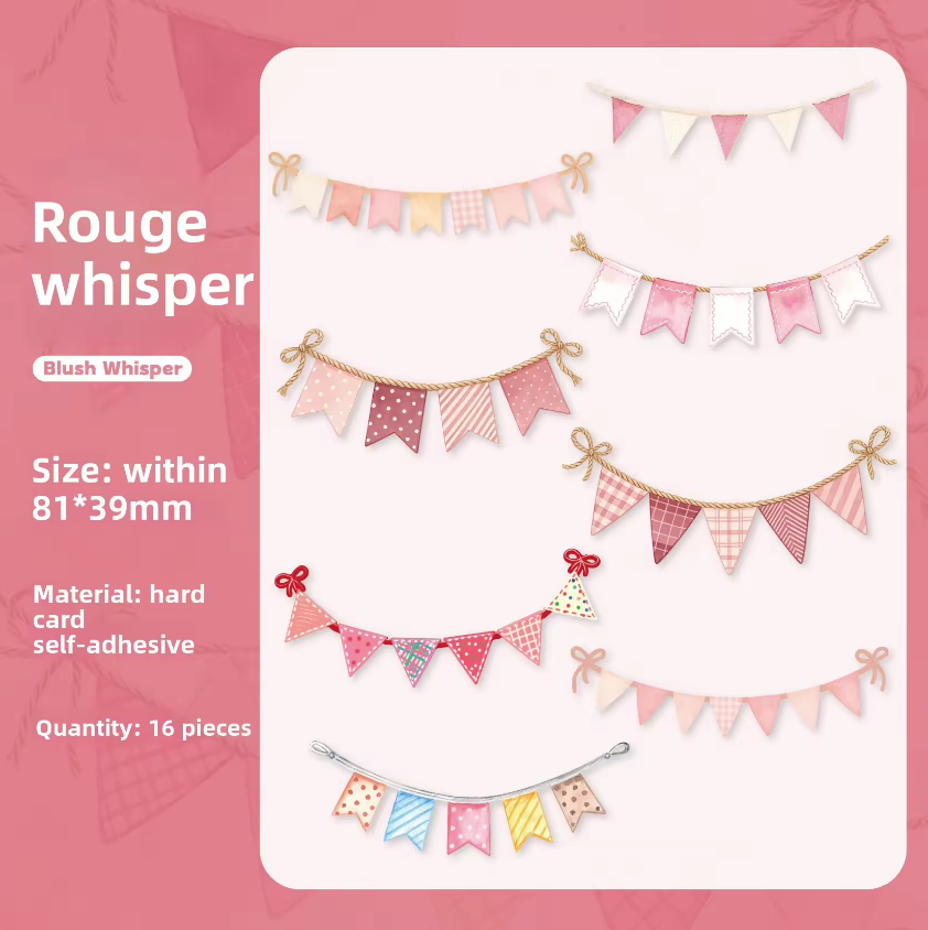 16 Pcs Colorful Flags Series Festive-themed Celebration Stickers