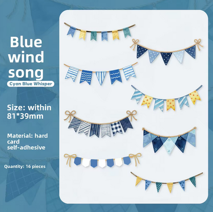 16 Pcs Colorful Flags Series Festive-themed Celebration Stickers