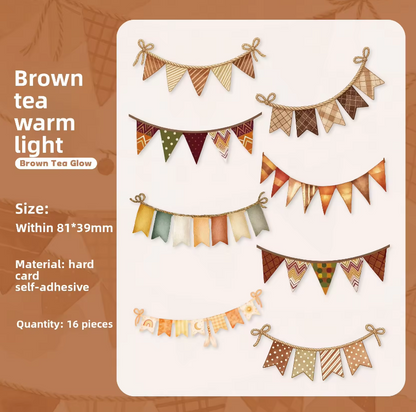 16 Pcs Colorful Flags Series Festive-themed Celebration Stickers