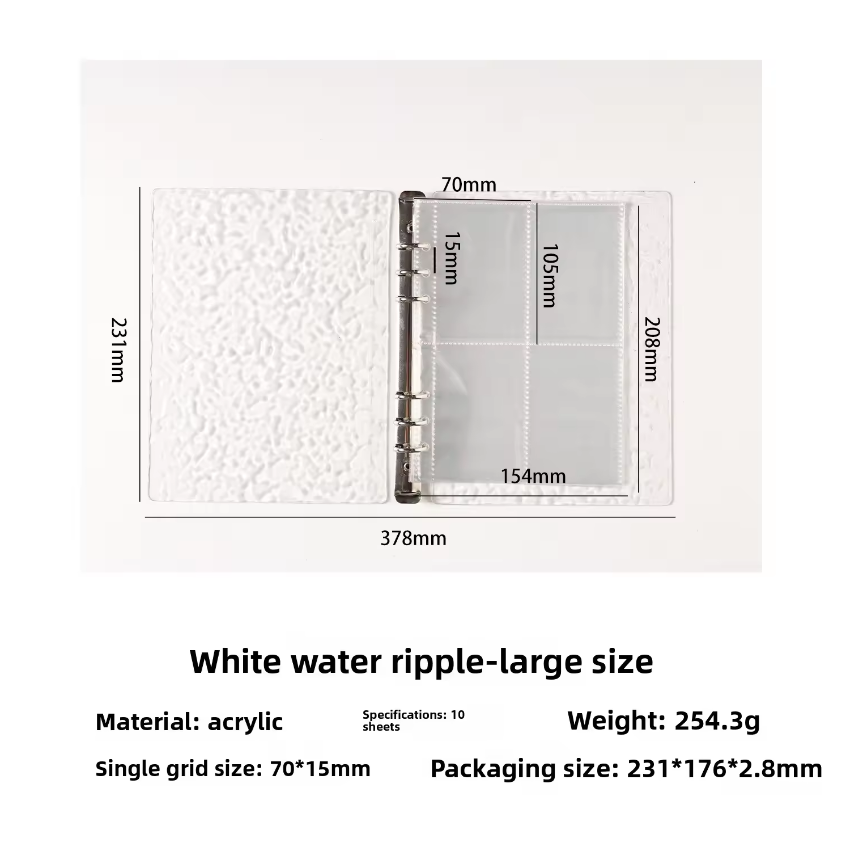A5 Clear Wavy-Patterned Storage Album Ring Binder Journal