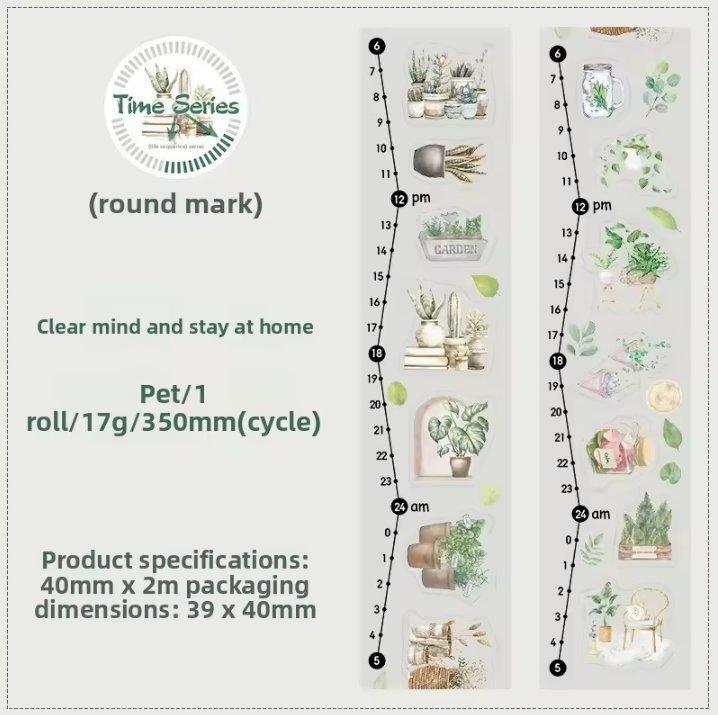 1 Roll Life Sequence Series Handbook Decoration Stickers Pet Tape
