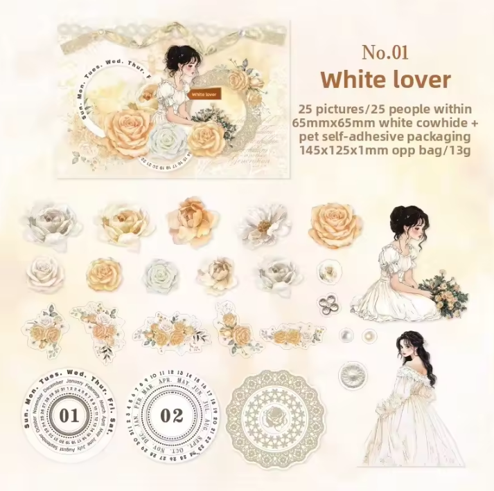 25 pcs Going Where There Are Roses Series Character Flower Stickers