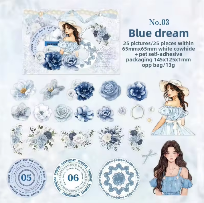 25 pcs Going Where There Are Roses Series Character Flower Stickers