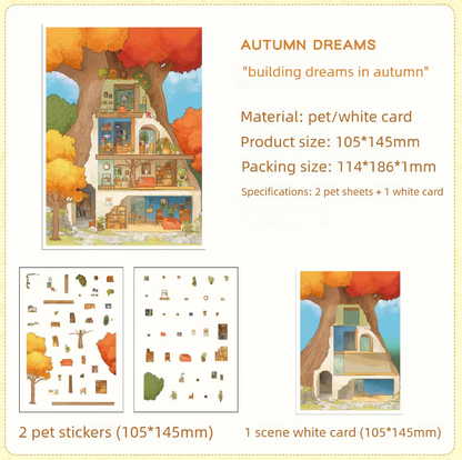 3 Sheets Dream Building Weaving Light 3D Landscape Stickers
