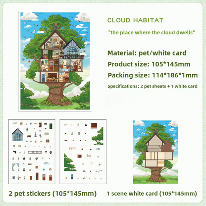 3 Sheets Dream Building Weaving Light 3D Landscape Stickers