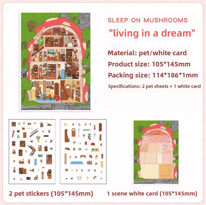 3 Sheets Dream Building Weaving Light 3D Landscape Stickers
