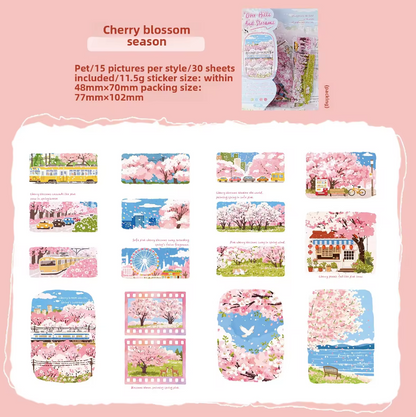 30 Pcs Journey Through Mountains and Rivers Series Landscape Stickers