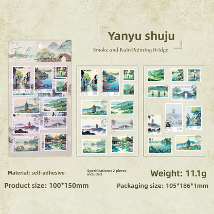 2 Sheets Postal City Charm Series Journaling stickers