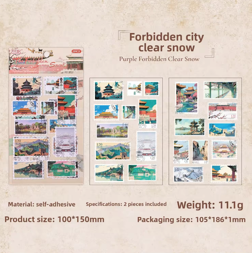 2 Sheets Postal City Charm Series Journaling stickers