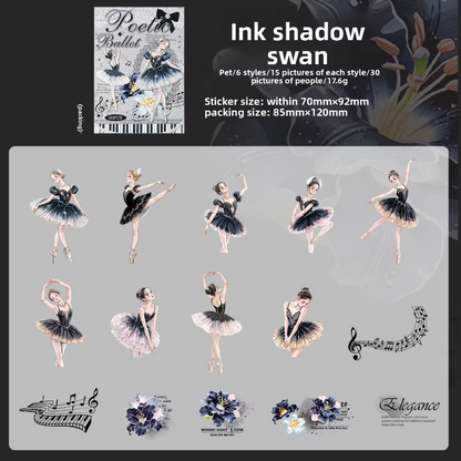30 Pcs Ballet Monologue Series Ballet-themed Scrapbooking Stickers