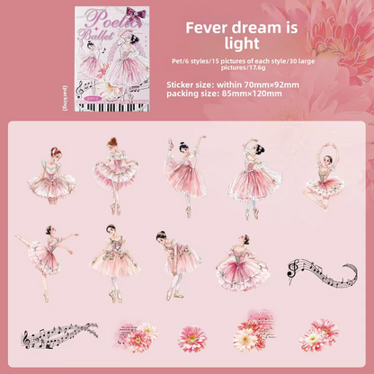 30 Pcs Ballet Monologue Series Ballet-themed Scrapbooking Stickers