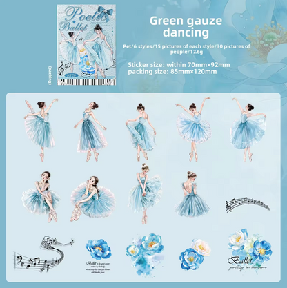 30 Pcs Ballet Monologue Series Ballet-themed Scrapbooking Stickers