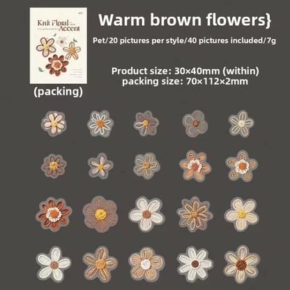 40 Pcs Crocheted Flowers Series Vintage Embroidered Flowers Stickers